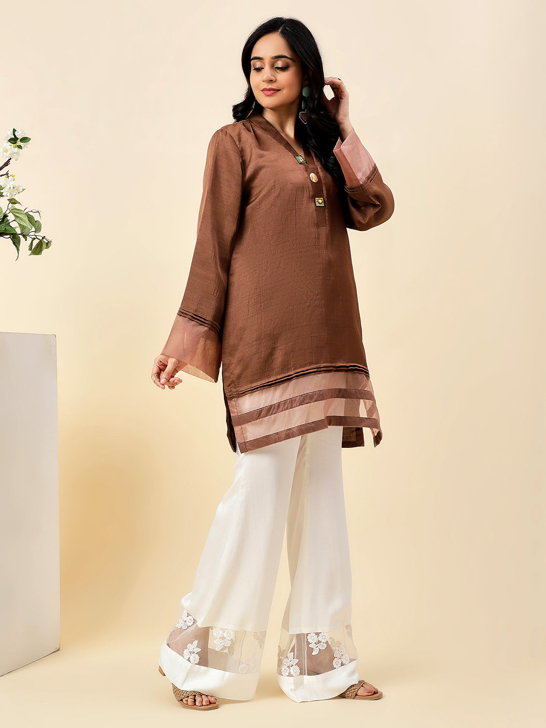 Brown Sateen Kurta