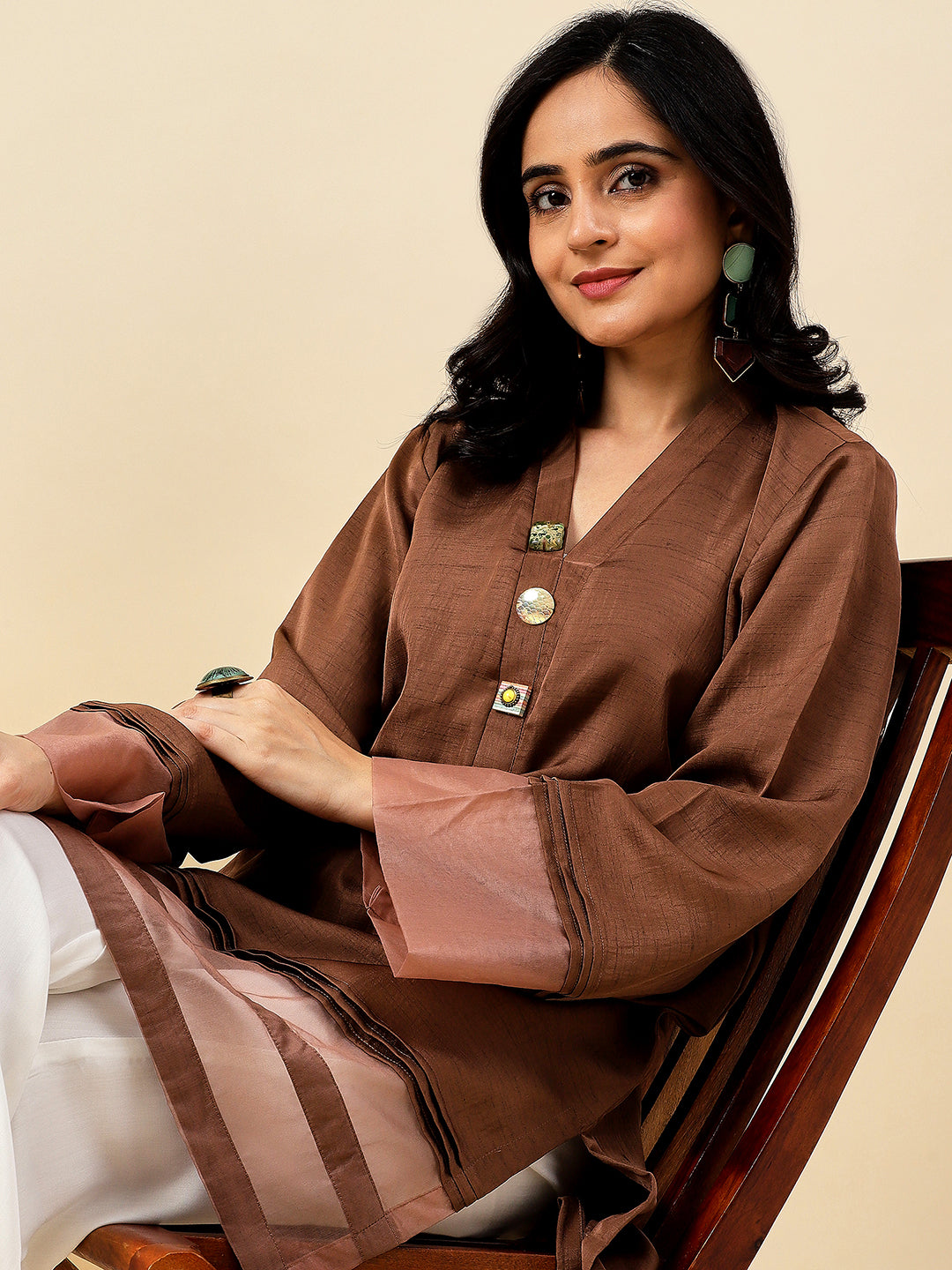 Brown Sateen Kurta