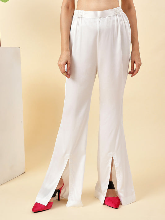 White Front Slit Bell Bottoms