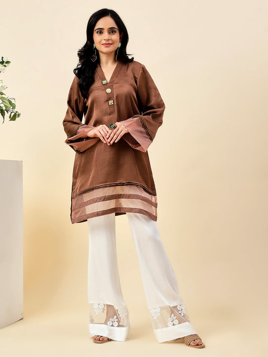 Brown Sateen Kurta