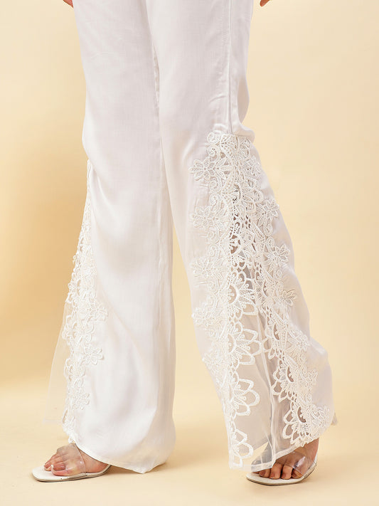 White Net and Lace Bell Bottoms