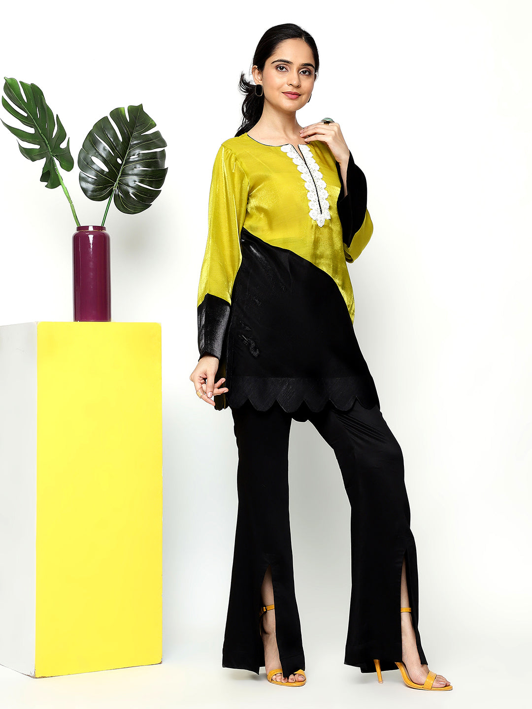 Moss Luxe with Front Slit Bell Bottoms