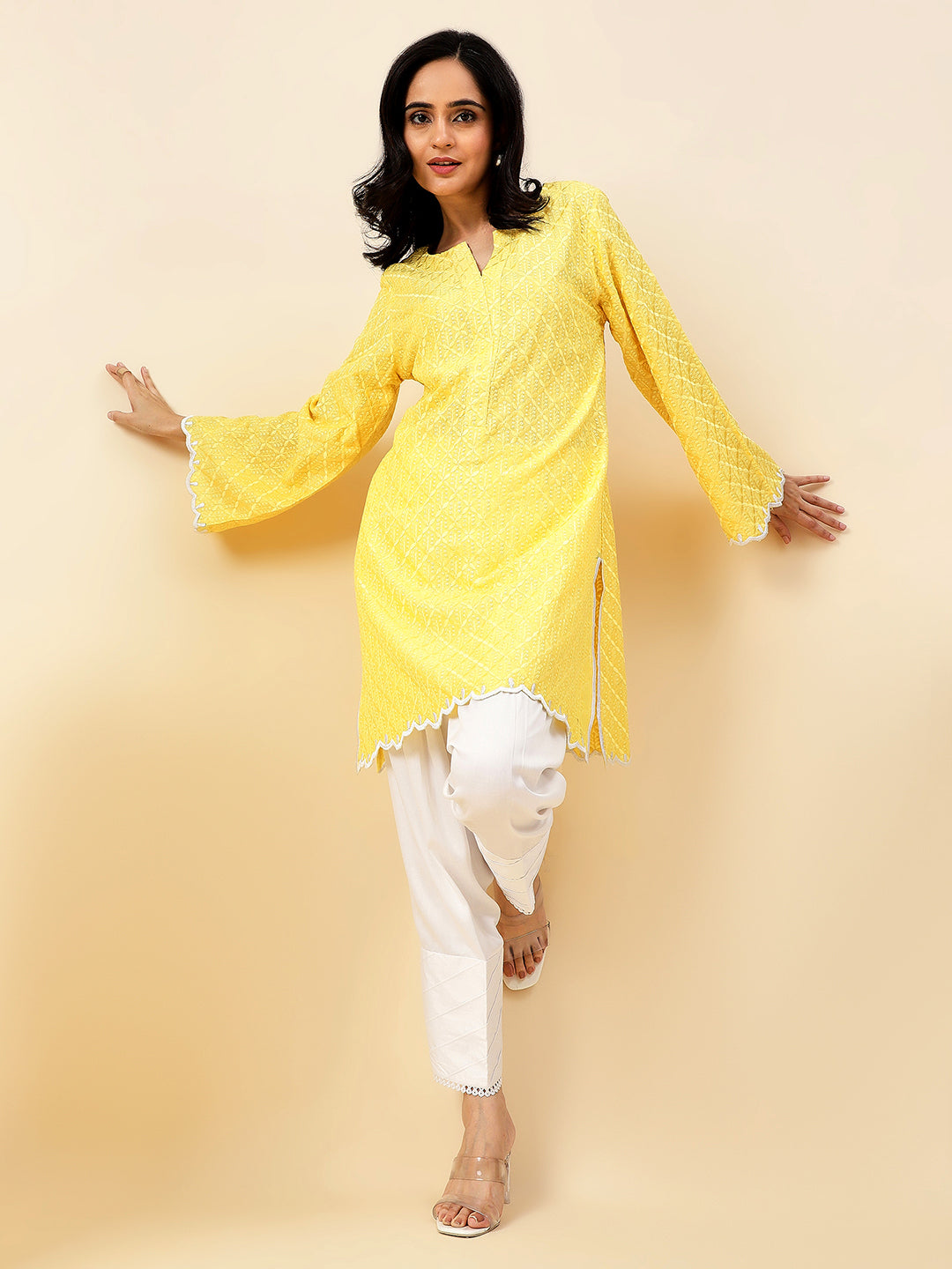 Yellow Serenity Chikankari