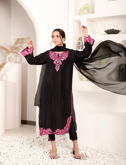 Black Pearl Petals Kurta