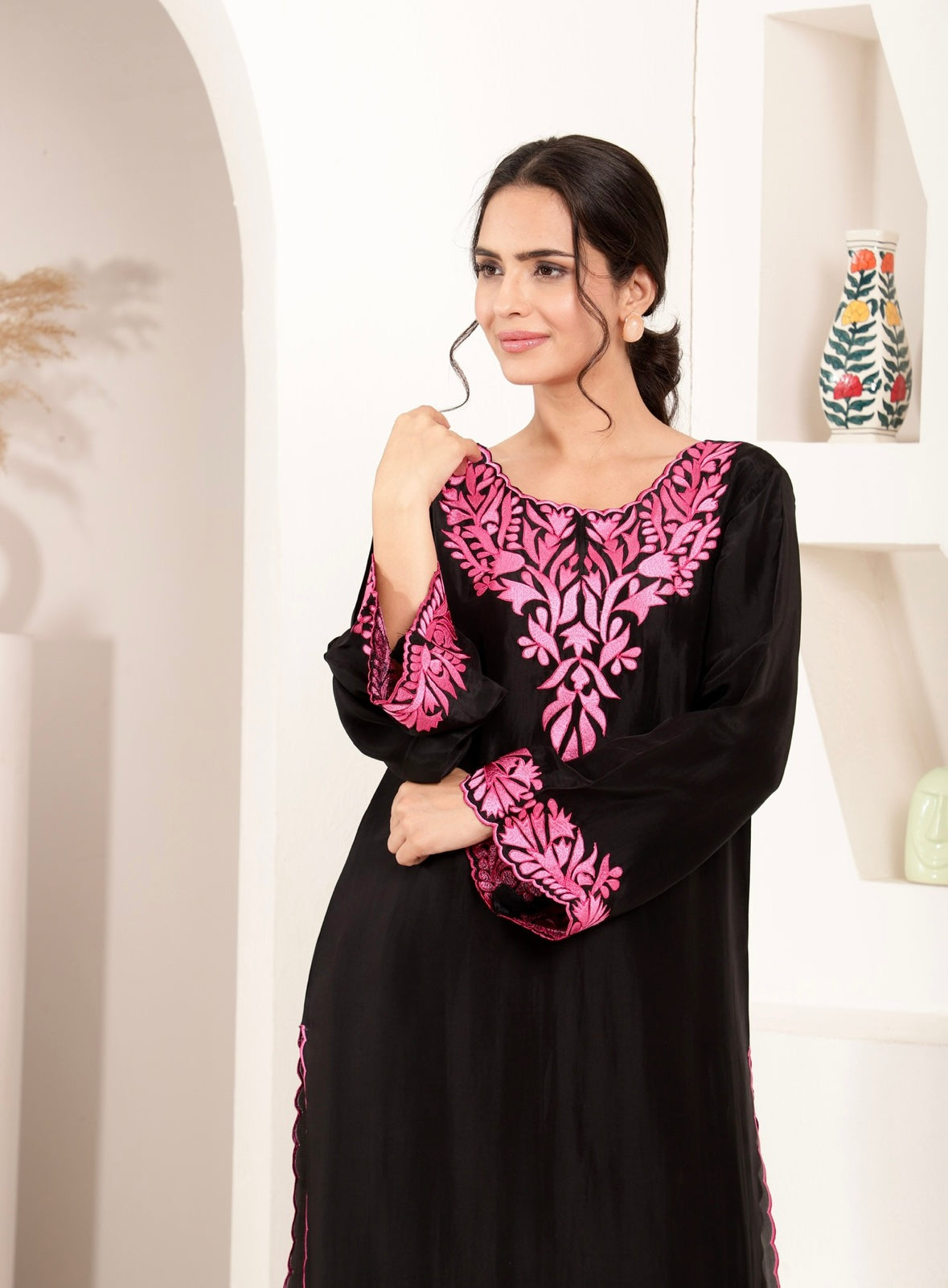 Black Pearl Petals Kurta