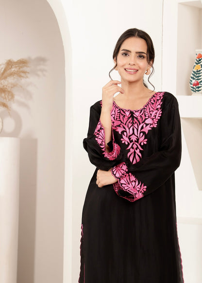 Black Pearl Petals Kurta