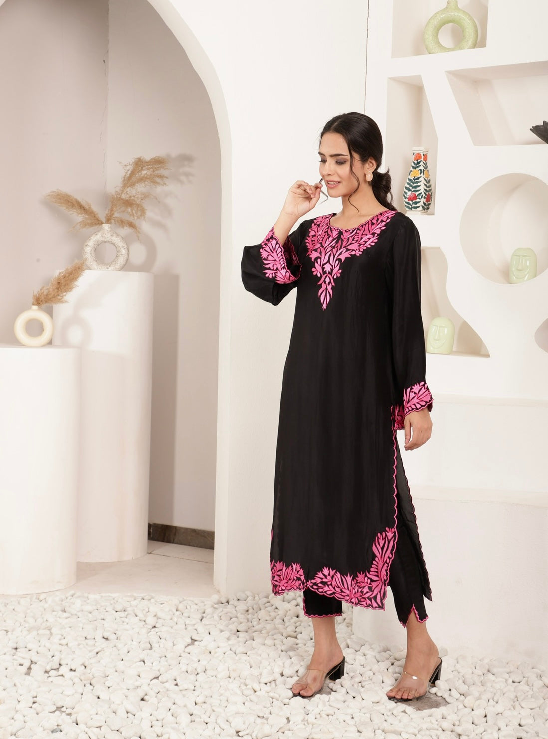 Black Pearl Petals Kurta