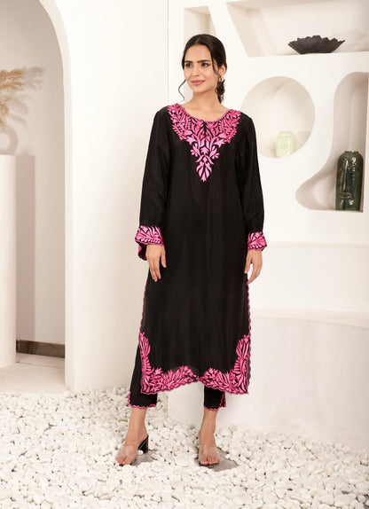 Black Pearl Petals Kurta