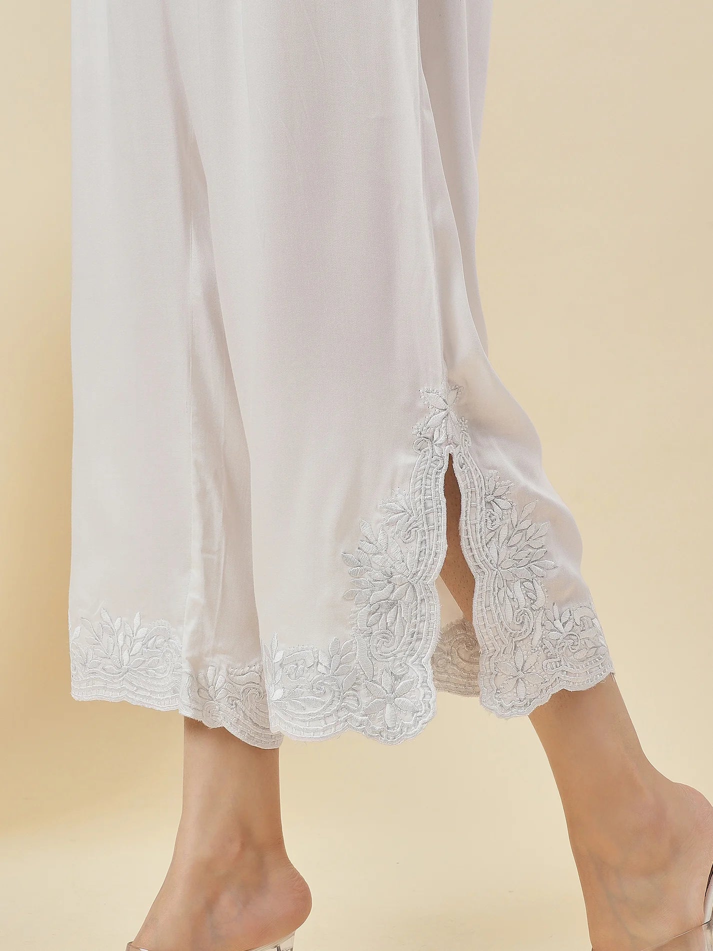 White Embroidered Palazzo